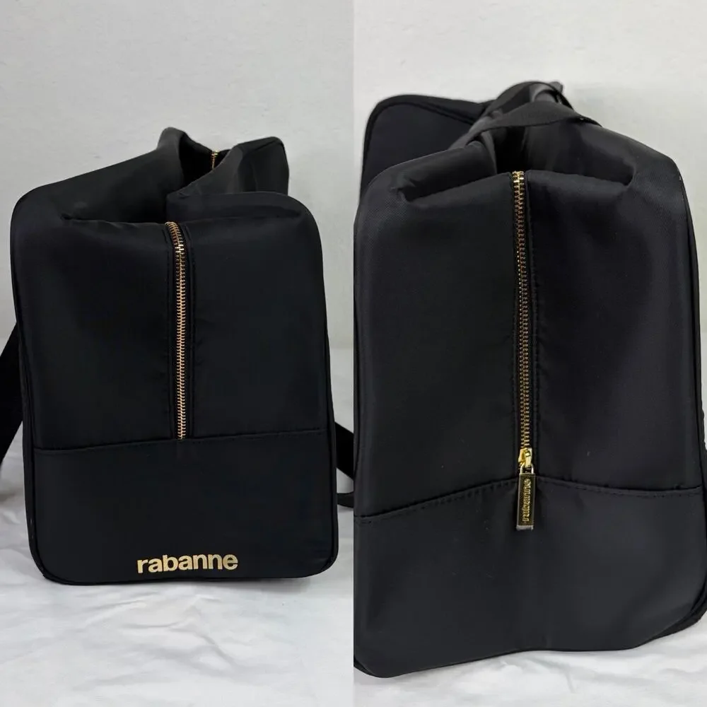 Rabanne Black Duffle Weekender Bag, NWOT, masculine, classic, lightweight.